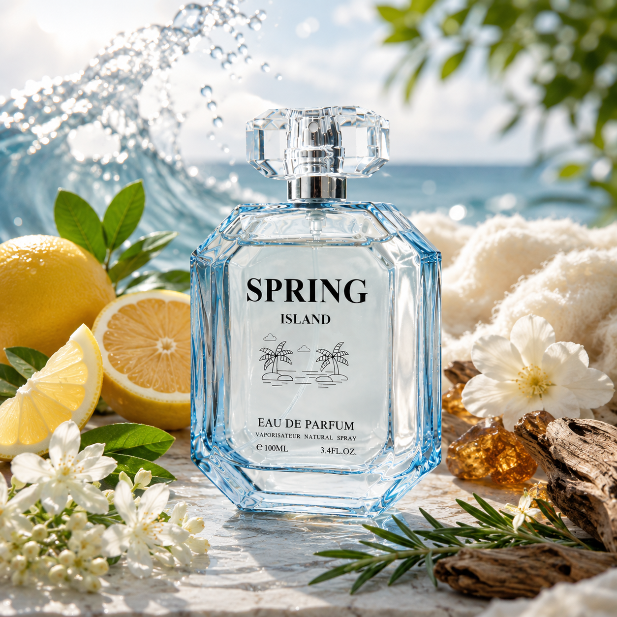 Spring Island Eau de Parfum 100ml | Fresh Aquatic Citrus Perfume | Long-Lasting Fragrance