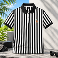 Men's Black & White Vertical Striped Polo Shirt
