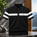 Men's Black & White Stripe Polo Shirt