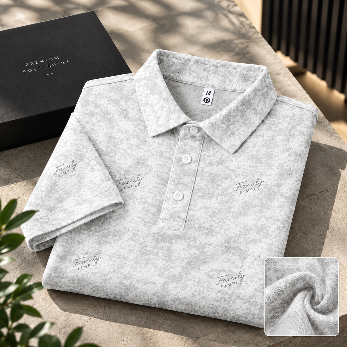 Men's White & Grey Printed Polo Shirt