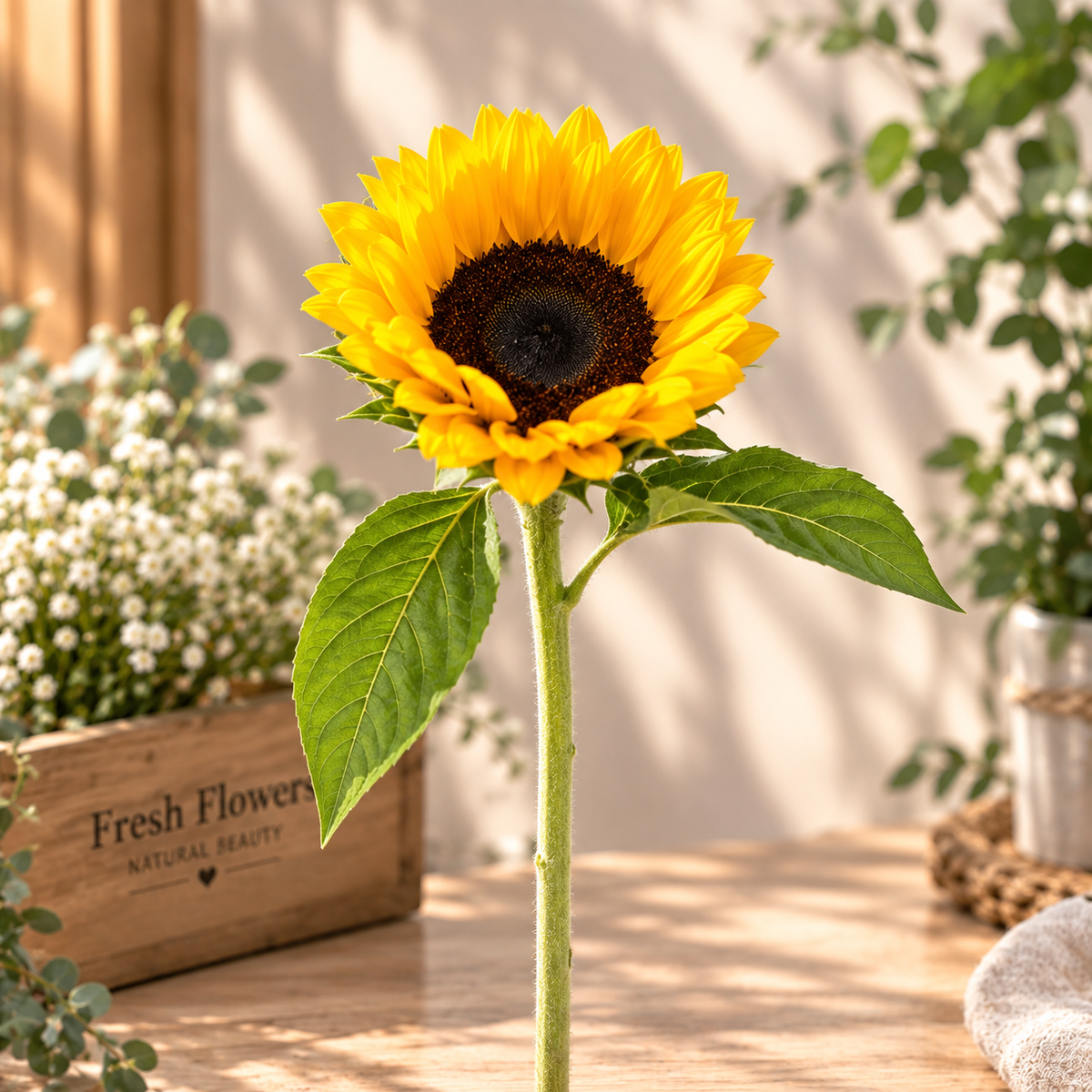 Radiant Sunflower in Warm Rustic Light