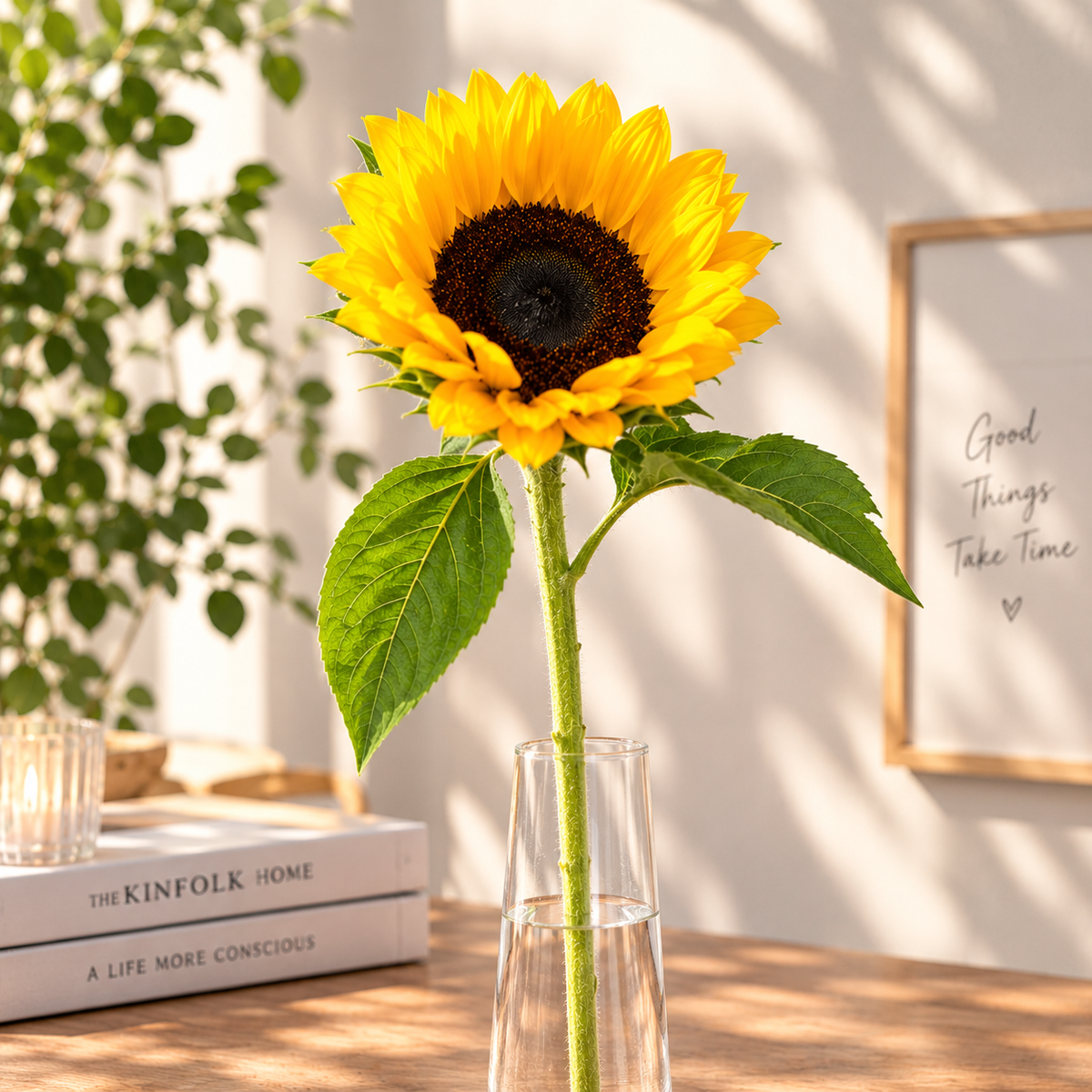 Radiant Sunflower in Warm Rustic Light