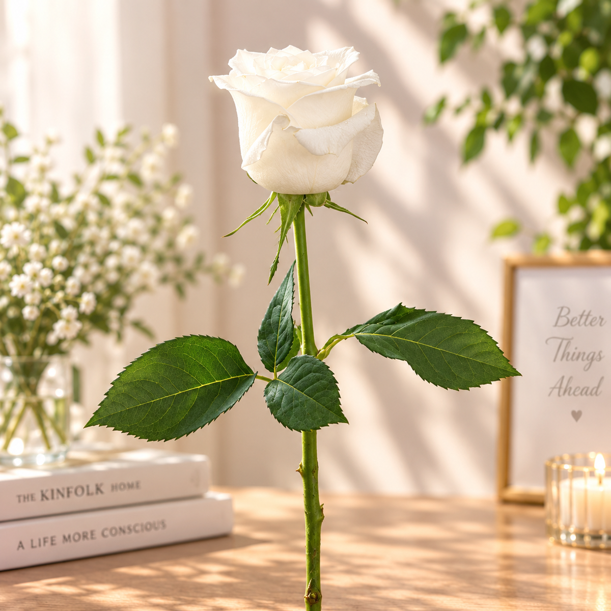 White Rose in a Cozy Sunlit Interior