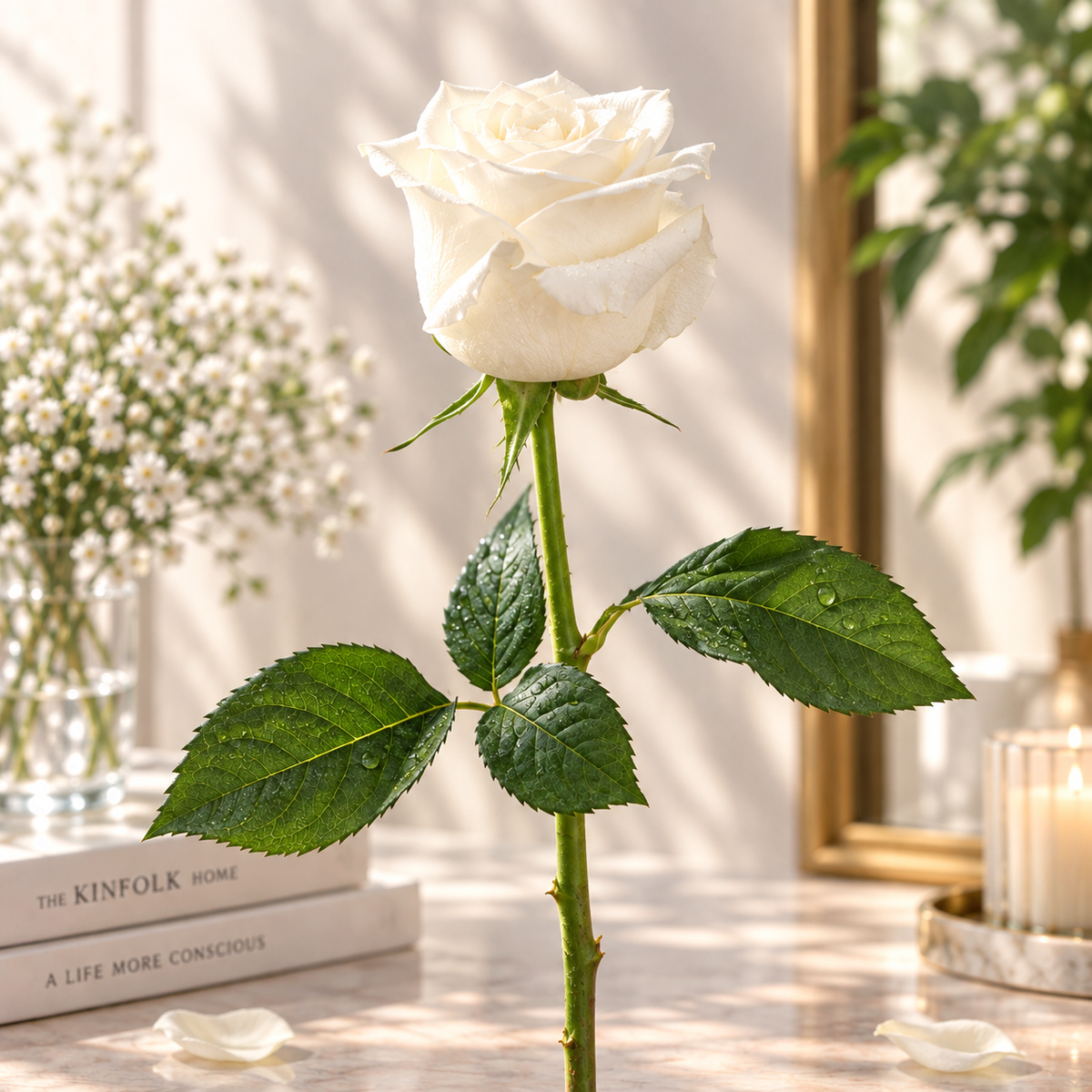 White Rose in a Cozy Sunlit Interior
