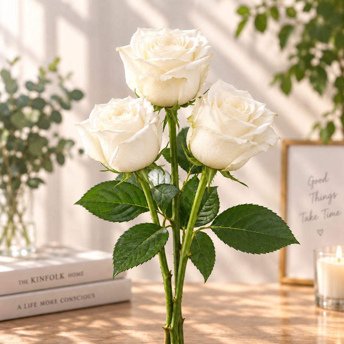 White Rose in a Cozy Sunlit Interior