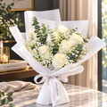Ivory Roses and Eucalyptus Bouquet