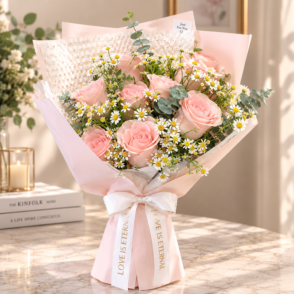 Romantic Pink Rose Gift Bouquet