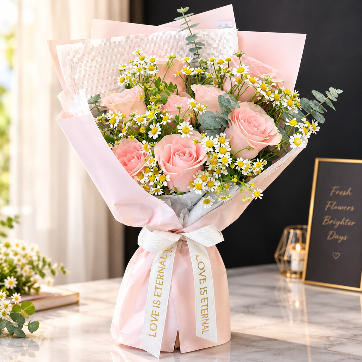 Romantic Pink Rose Gift Bouquet